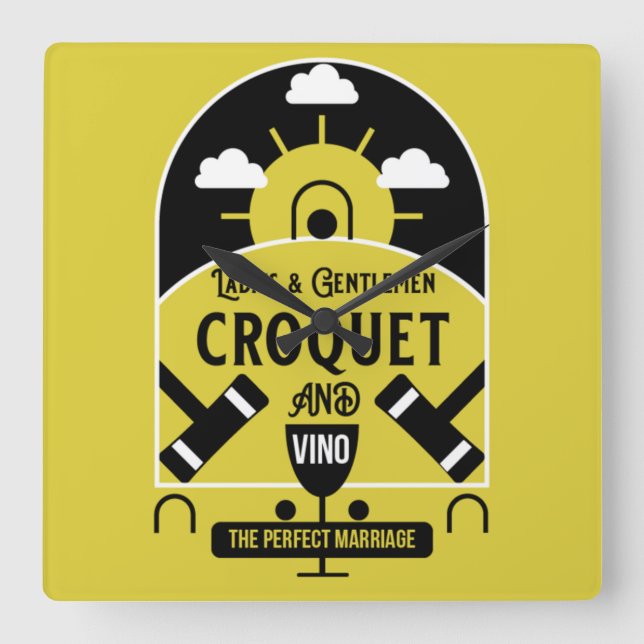 Best Funny Croquet-spel Fyrkantig Klocka (Framsida)