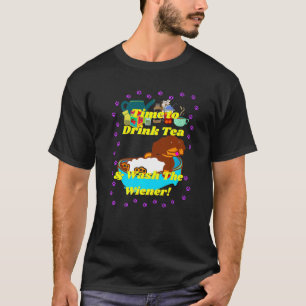 Best Funny Dachshund Fläkt Wiener Hund Tea Party K T Shirt