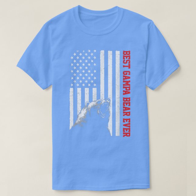 Best Gampa Bear Ever USA American Flag Father's Da T Shirt (Design framsida)