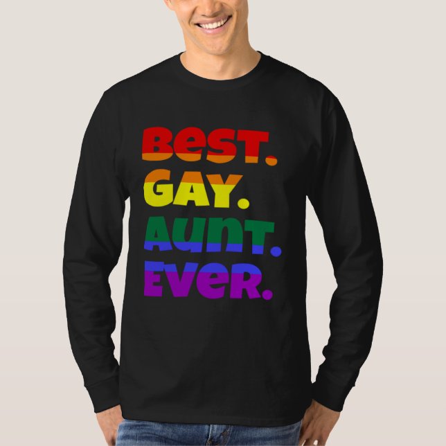 Best Gay Aunt Ever LGBTQ Gay Pride Flag Month Rain T Shirt (Framsida)