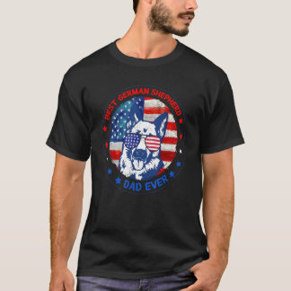 Best German Shepherd Dad Ever American Flag Dog Fa T Shirt