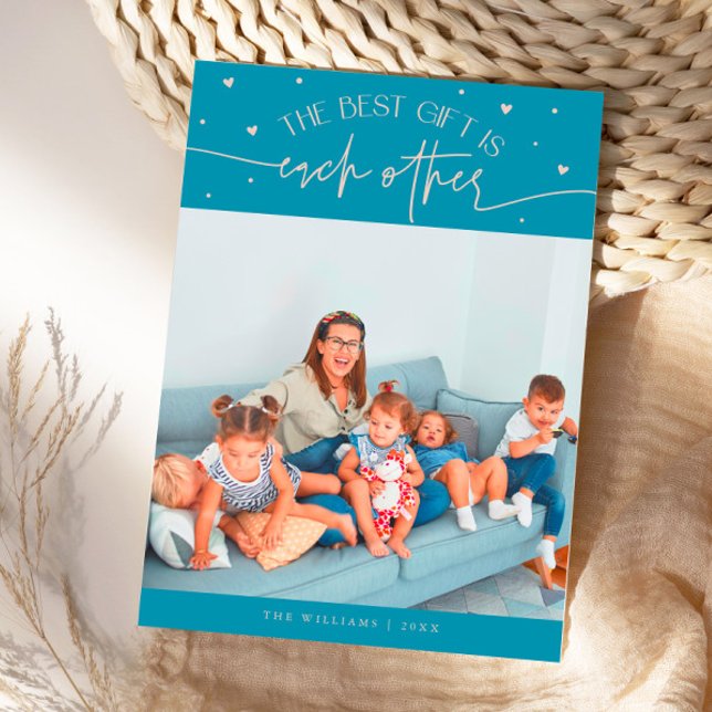 Best Gift Aqua Peach Valentines Day Photo Julkort (Skapare uppladdad)