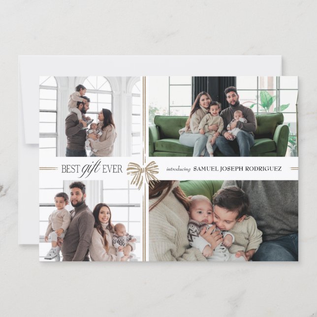 Best Gift Ever Holiday Birth Announcement Julkort (Framsida)