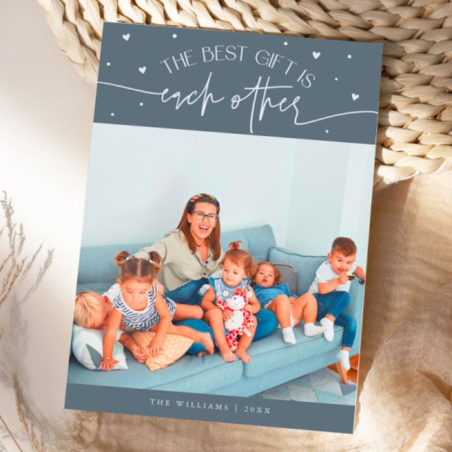 Best Gift Slate Blue Valentines Day Photo Julkort (Skapare uppladdad)