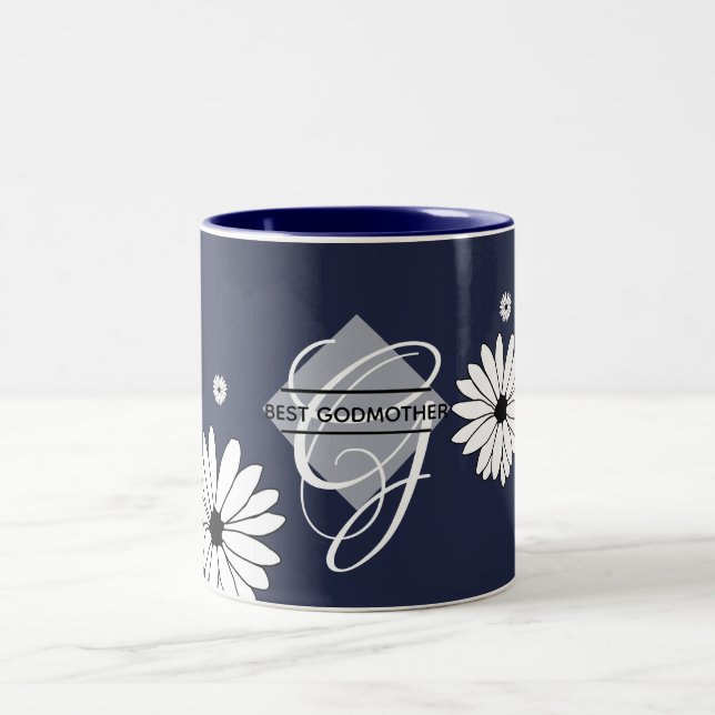 Best GODMOTHER Gift-Daisy Navy Blue Två-Tonad Mugg (Center)