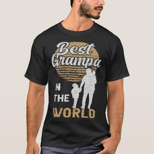Best Grampa in the world Grampa 2 Grandchildren T Shirt (Framsida)