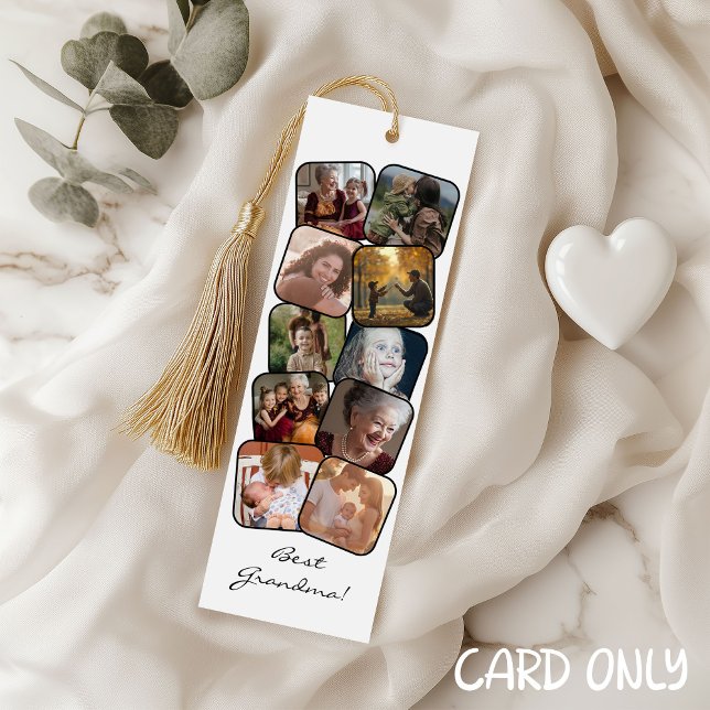 Best Grandma 10 Photo Collage Bookmark Reklamkort (Skapare uppladdad)