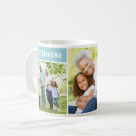 Best Grandma Aqua Blue Mors dag Photo Collage Kaffemugg
