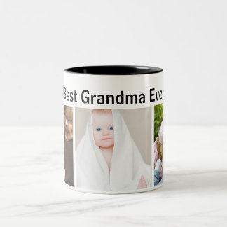 Best Grandma Ever 3Photo Collage Custom  Två-Tonad Mugg