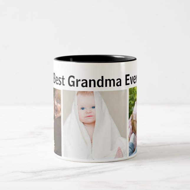 Best Grandma Ever 3Photo Collage Custom  Två-Tonad Mugg (Center)
