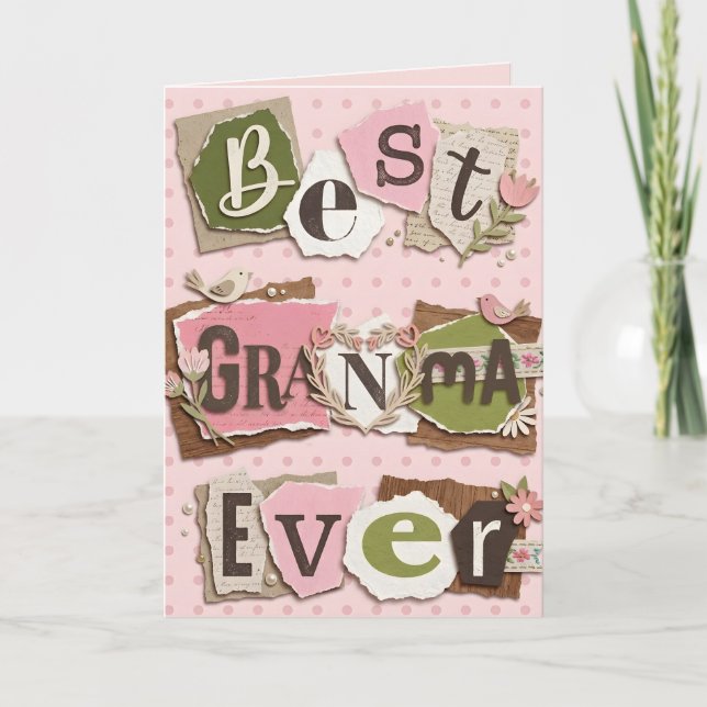 Best Grandma Ever Mother's Day Scrapbook Photo Kort (Framsida)