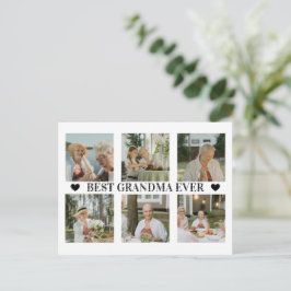 Best Grandma Ever Photo Collage – Gift with Hearts Helg Vykort