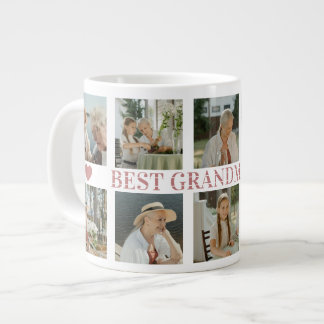 Best Grandma Ever Photo Collage – Gift with Hearts Jumbo Mugg