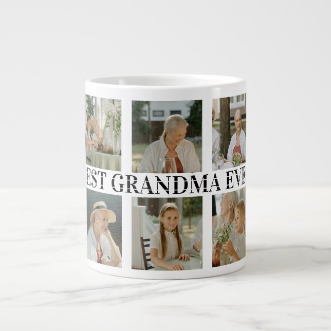 Best Grandma Ever Photo Collage – Gift with Hearts Jumbo Mugg (Framsidan)