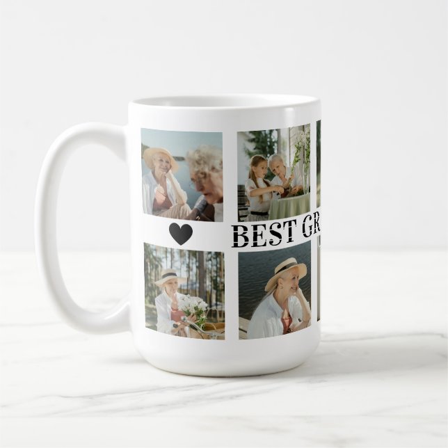 Best Grandma Ever Photo Collage – Gift with Hearts Kaffemugg (Vänster)