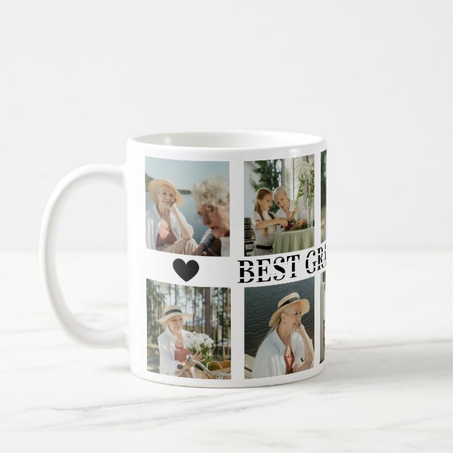 Best Grandma Ever Photo Collage – Gift with Hearts Kaffemugg (Vänster)