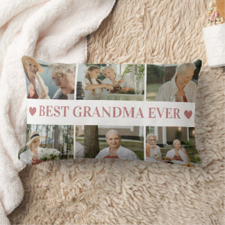 Best Grandma Ever Photo Collage – Gift with Hearts Lumbarkudde
