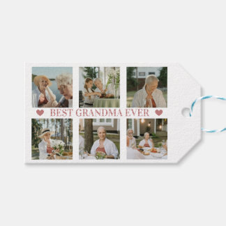 Best Grandma Ever Photo Collage – Gift with Hearts Presentetikett