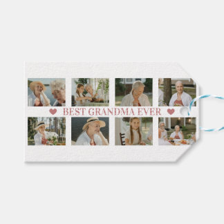 Best Grandma Ever Photo Collage – Gift with Hearts Presentetikett