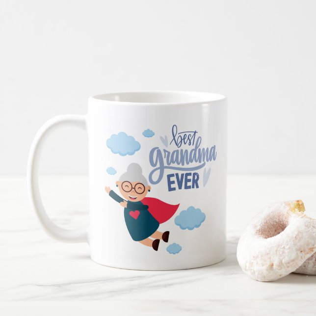"Best Grandma Ever" Superhero Grandma Gift  Kaffemugg (Med munk)