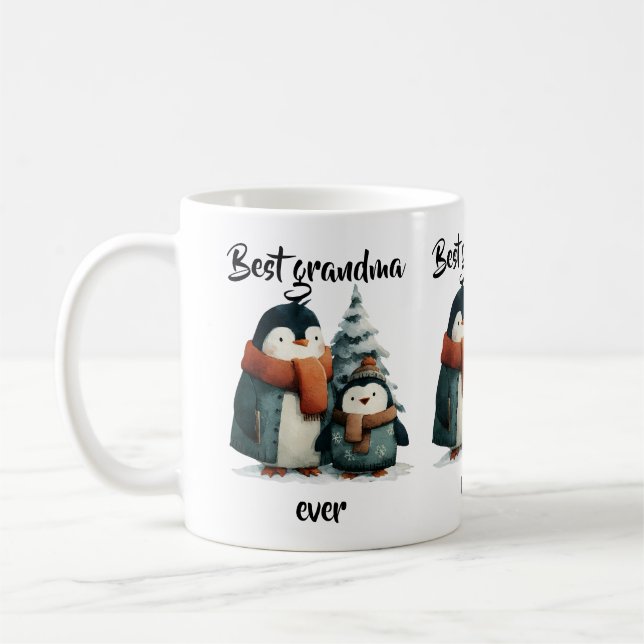 Best Grandma Ever Winter Penguins Kaffemugg (Vänster)