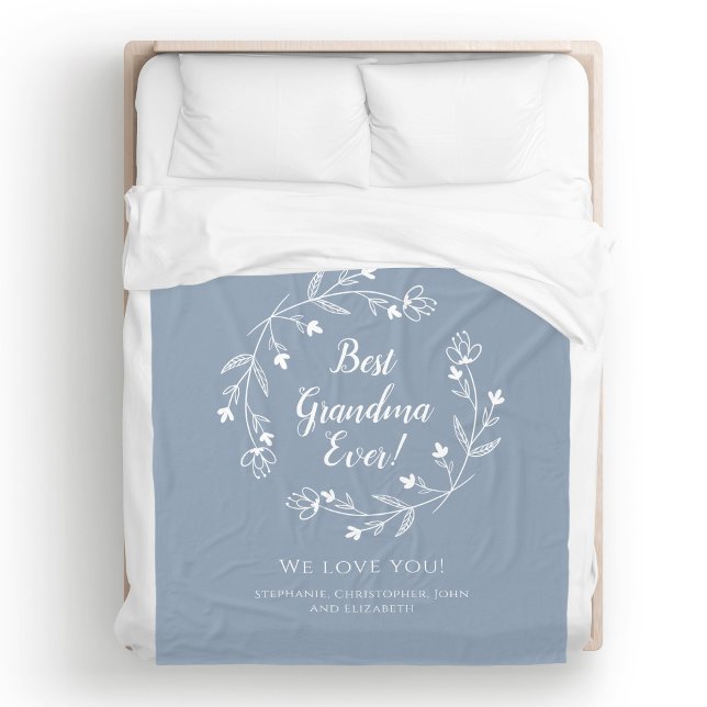 Best Grandma Family Keepsaké Barnbarn Dusty Blue Fleecefilt (Best Grandma Family Keepsake Grandkids Dusty Blue Fleece Blanket)