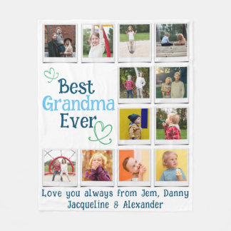 Best Grandma Family Photo Collage Fleecefilt