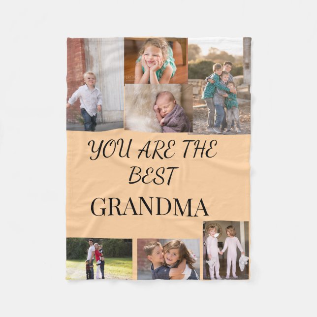 Best Grandma Family Photo Collage Fleecefilt (Framsidan)