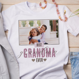 Best Grandma Mors dag Photo Barnbarn T Shirt
