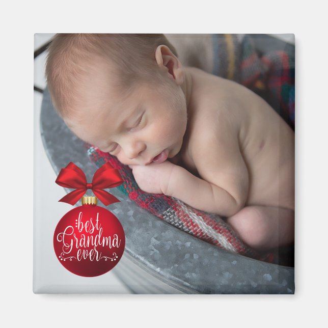 Best Grandma Now Red Helgdag Photo Magnet (Framsidan)