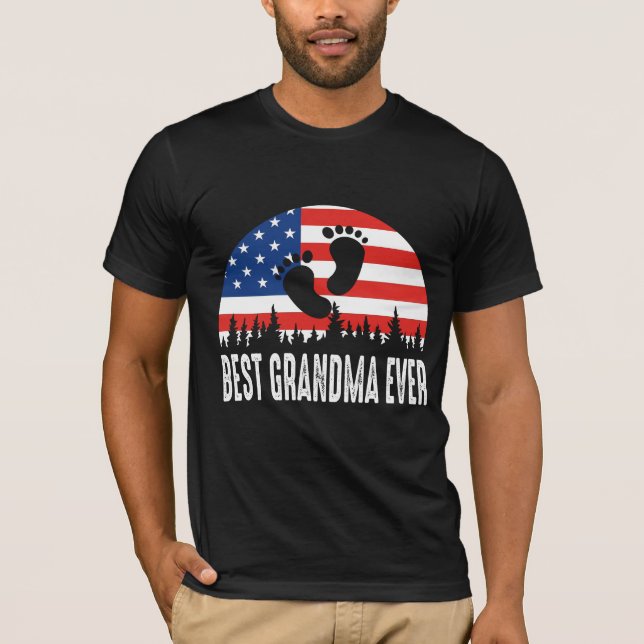 Best Grandma Now US Flagga T Shirt (Framsida)