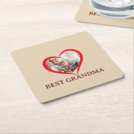 Best Grandma Personalized Photo Paper Coaster Gift Underlägg Papper Kvadrat