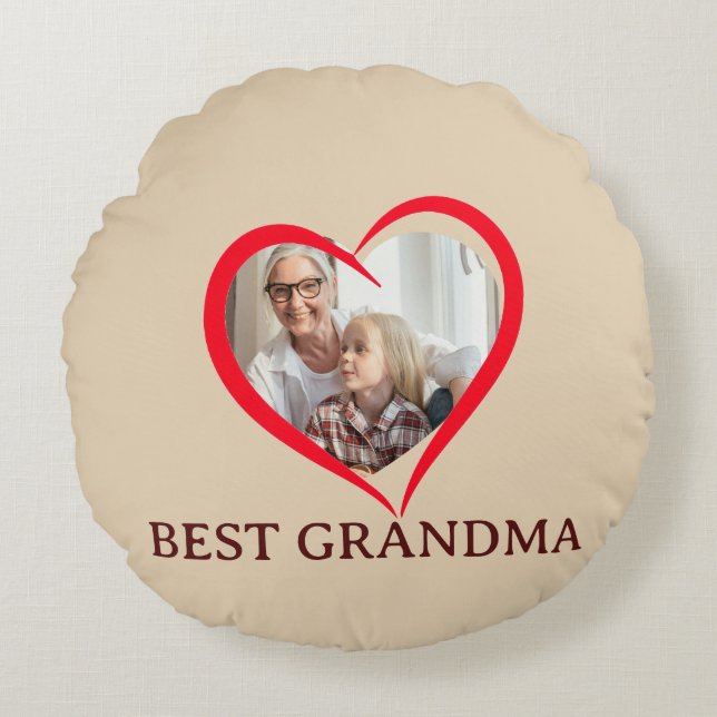 Best Grandma Personalized Round Pillow Gift Rund Kudde (Framsidan)