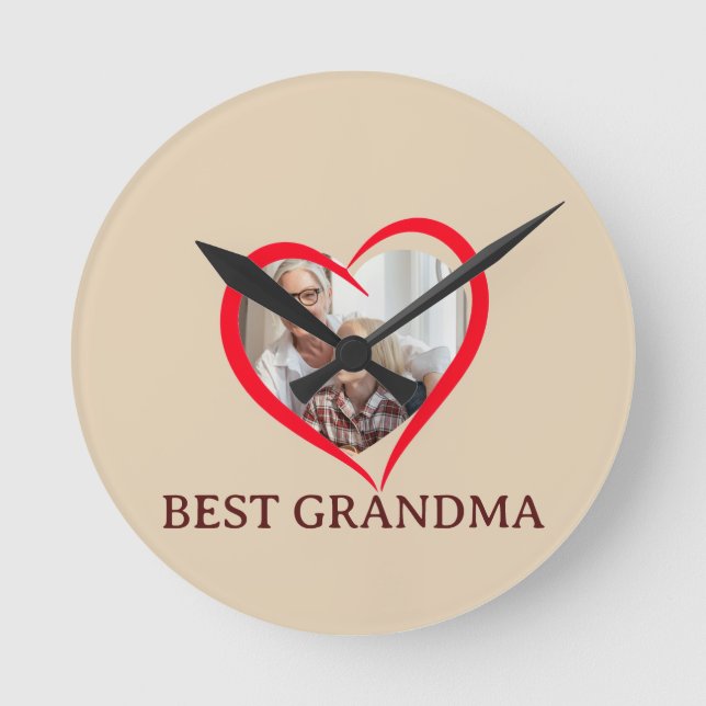 Best Grandma Personalized Wall Clock Gift Rund Klocka (Framsida)