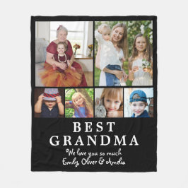 Best Grandma Photo Collage Keepsaké Fleecefilt