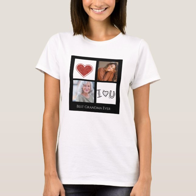 Best Grandma Photo Collage T-Shirt (Framsida)
