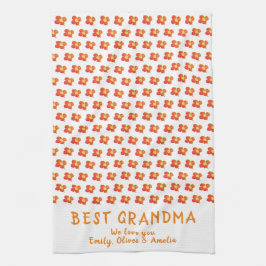 Best Grandma Red Summer Flower Mönster Kökshandduk