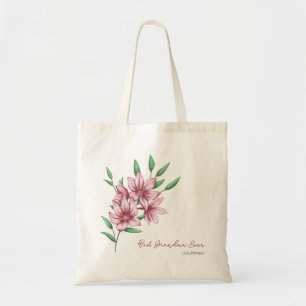 Best Grandma Rosa Blommigt Typography Tygkasse
