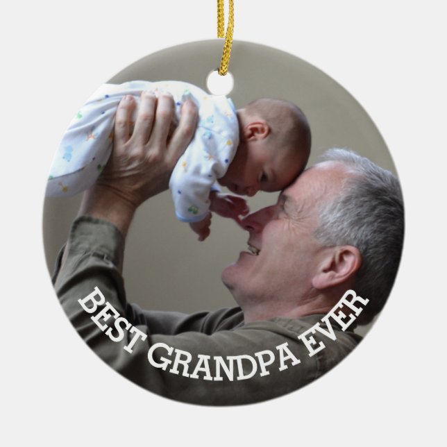 Best Grandpa All Anpassningsbar Photo Family Grand Julgransprydnad Keramik (Framsidan)