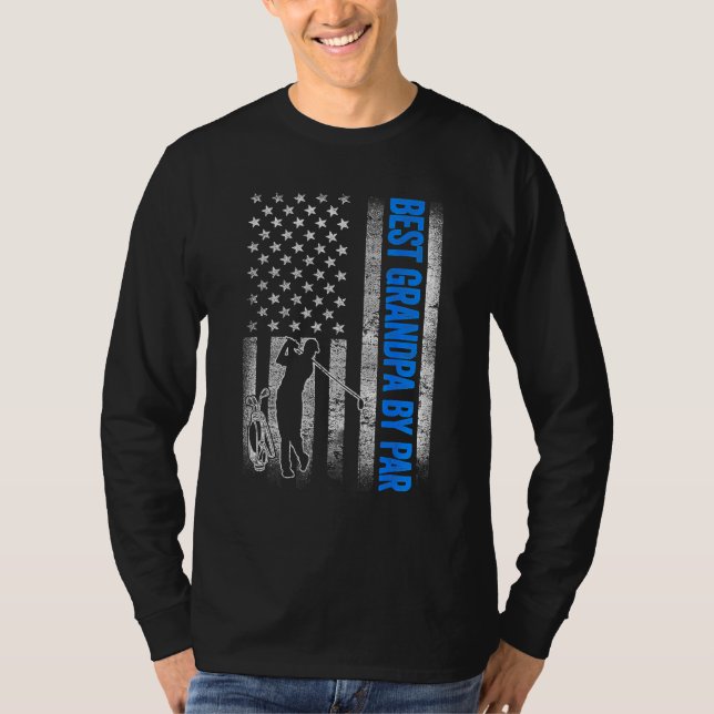 Best Grandpa By Par  Golf US American Flag Father  T Shirt (Framsida)