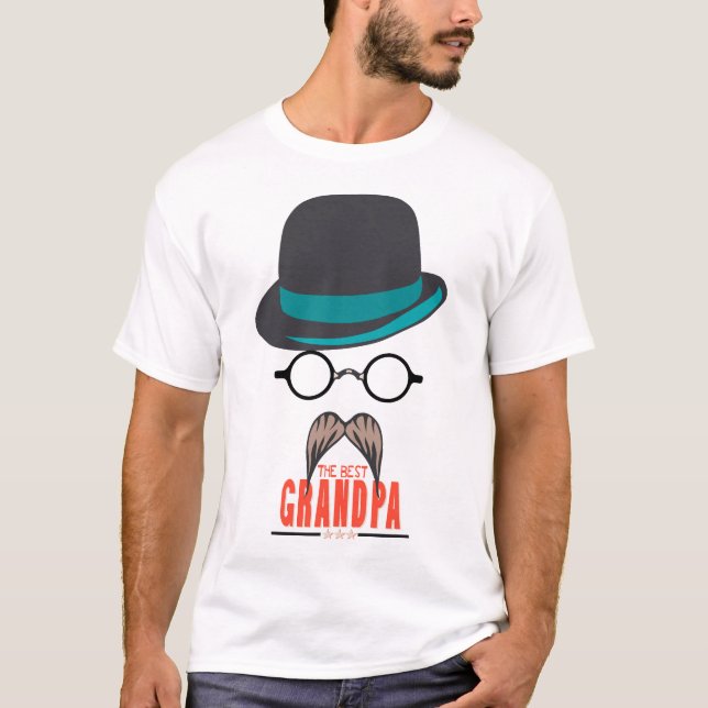 best grandpa chapeau melon moustache lunette papy  t shirt (Framsida)