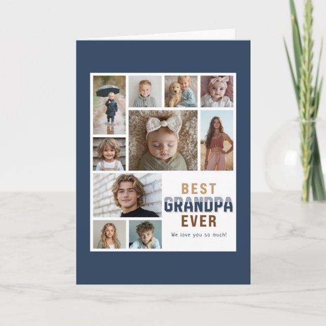 Best Grandpa Ever 10 Photo Collage  Kort (Framsida)