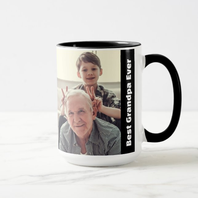 Best Grandpa Ever 2Photo Collage Minimalist Mugg (Höger)