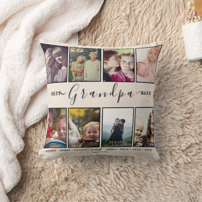 Best Grandpa Ever – Custom Grandkids’ 8 Photo Name Kudde (Filt)