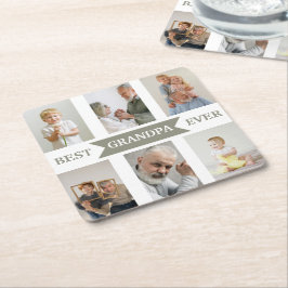 Best Grandpa Ever | Custom Photos Paper Coaster Underlägg Papper Kvadrat