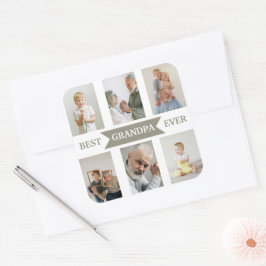 Best Grandpa Ever | Custom Photos Sticker Fyrkantigt Klistermärke