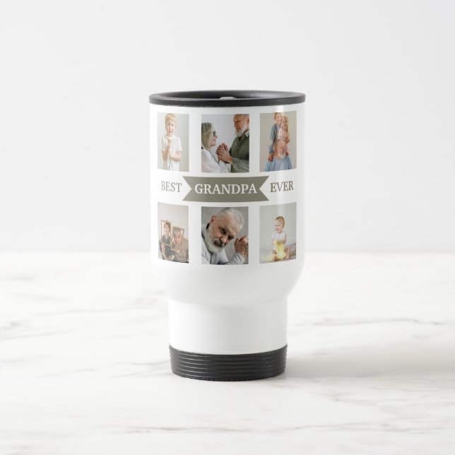 Best Grandpa Ever – Personalized Photos Travel Mug Resemugg (Center)
