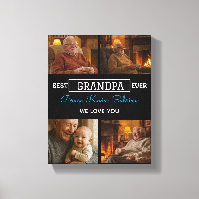 Best Grandpa Ever Photo Collage Canvastryck (Framsida)