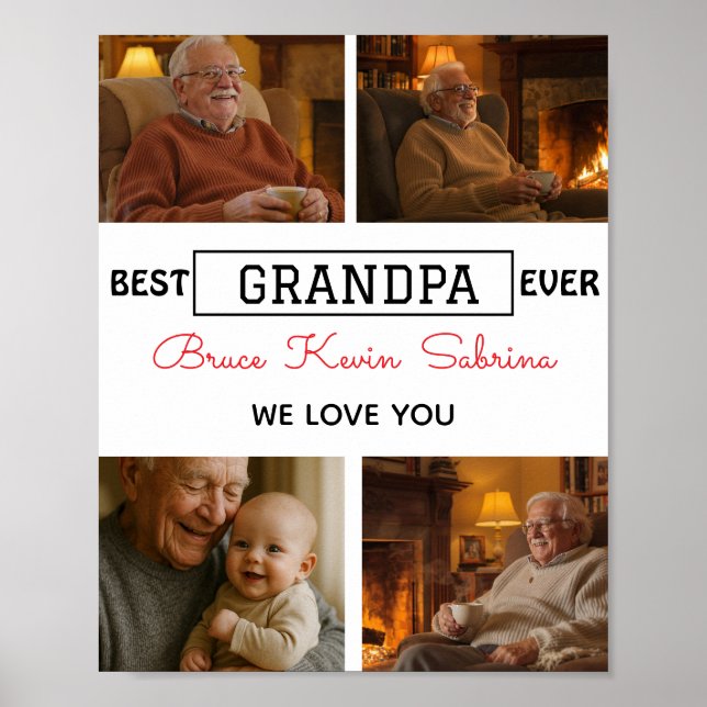 Best Grandpa Ever Photo Collage Poster (Framsidan)