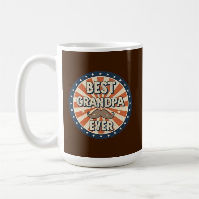 Best grandpa ever retro badge kaffemugg (Vänster)